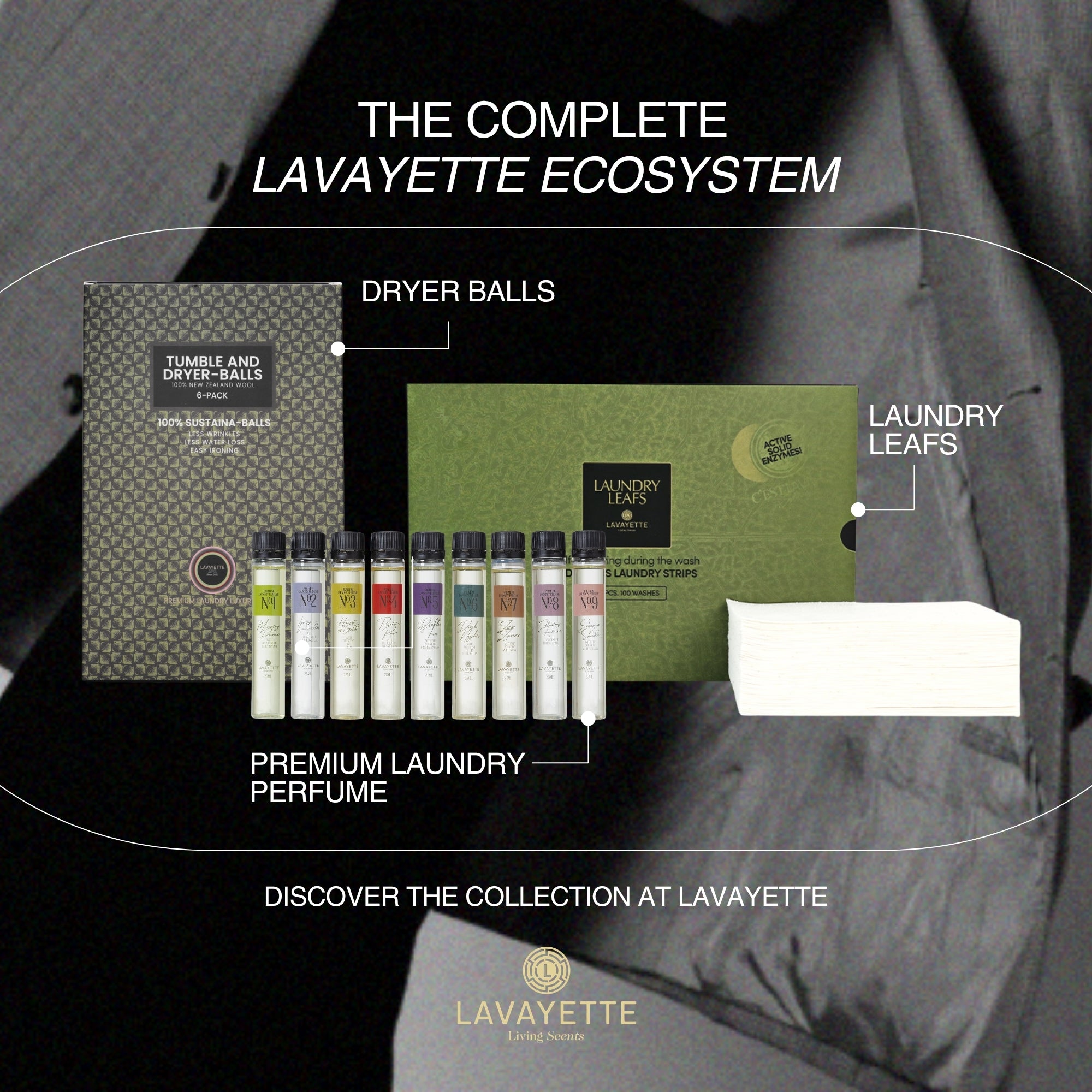 Lavayette Laundry Leafs - Benzi de detergent pentru rufe, 50 bucăți